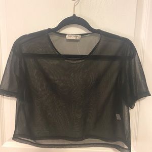 Black Mesh Crop Top